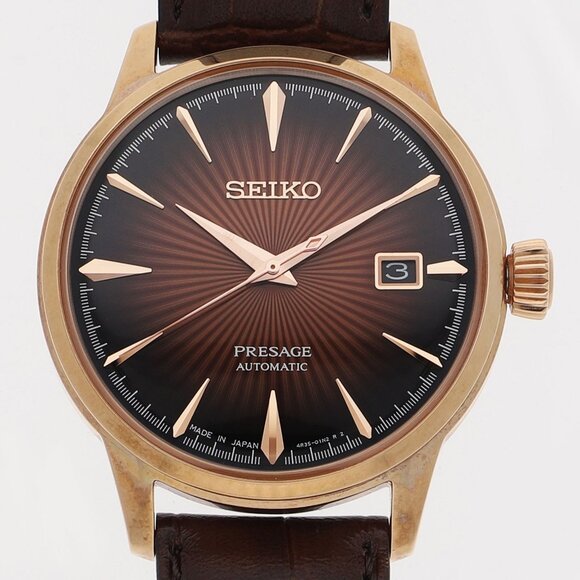 WATCH SEIKO SARY078 4R35-01TO Presage Brown Gold Plated/leather AT - Picture 1 of 8